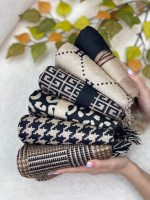 شال مخمل کرم مشکی رشت فرانلند