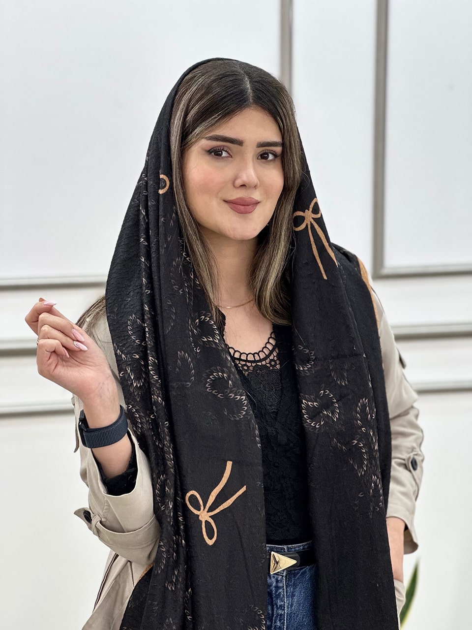 شال مخمل پاپیون پر رشت فرانلند