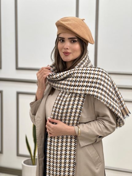 کلاه برت فرانسوی بافت ریز پاییزه زمستانه شال روسری فران لند