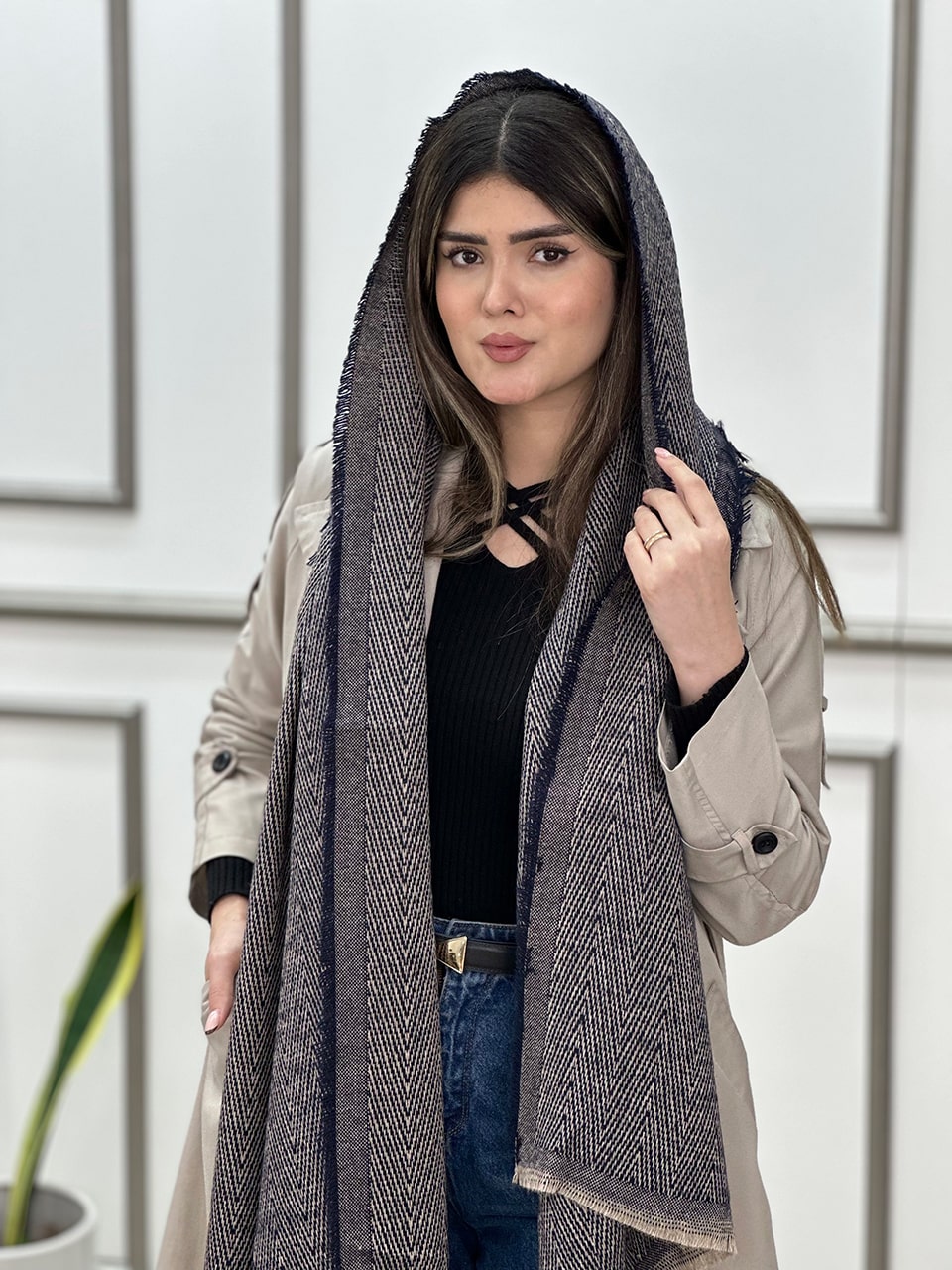 شال موهر جناغی پاییزه فرانلند رشت