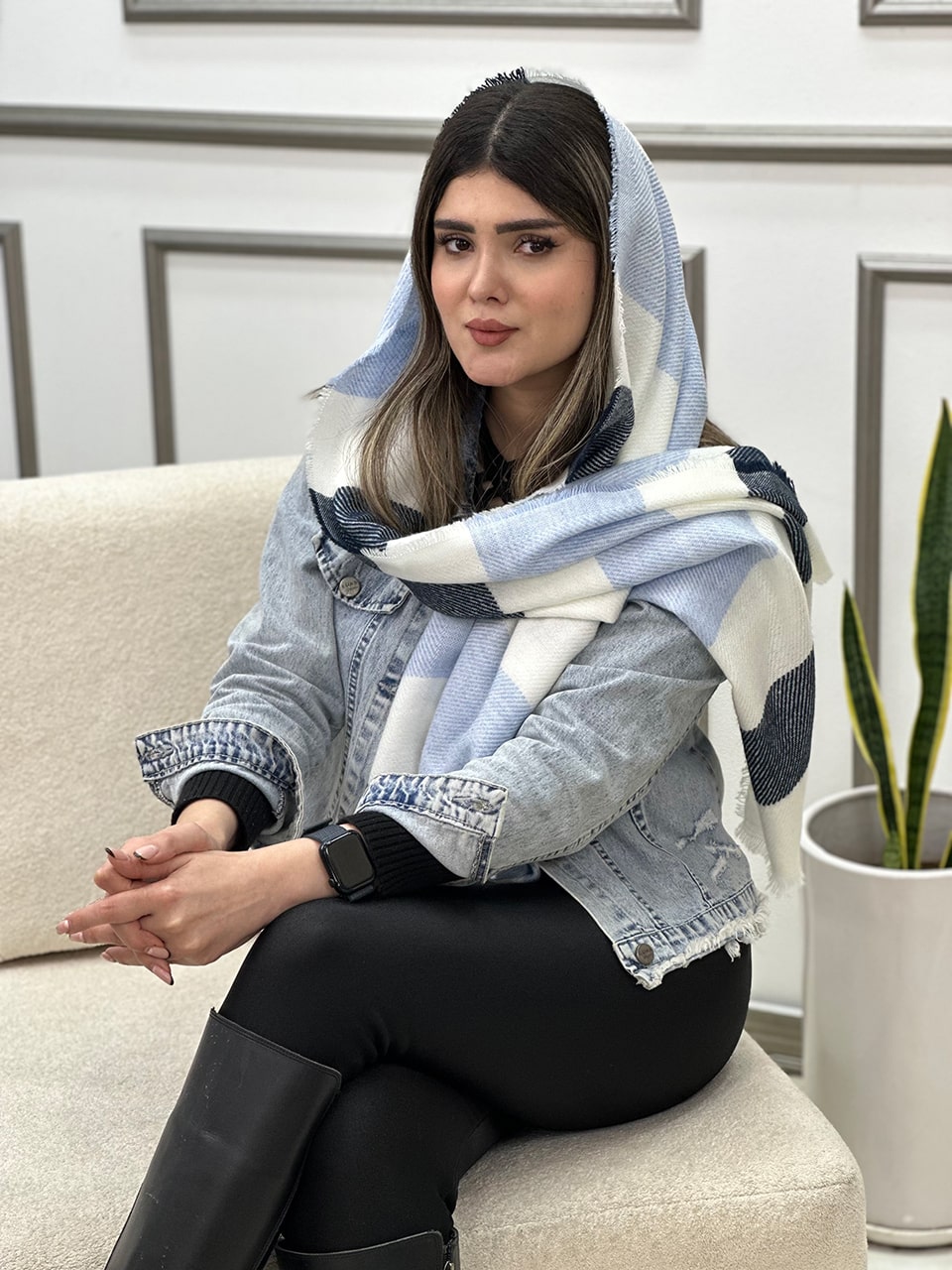 شال موهر پشمی خطی فرانلند زمستانه رشت عمده