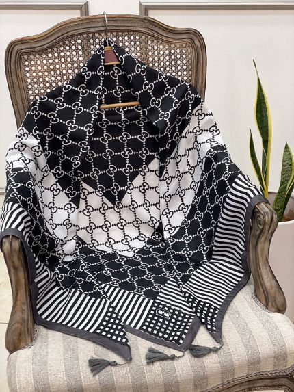 روسری سیا اسکارف طرح دار فرانلند رشت عمده خدادوست رشت