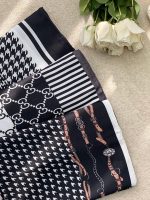 روسری سیا اسکارف طرح دار فرانلند رشت عمده خدادوست رشت