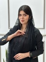 شال توری طرحدار مشکی فرانلند مافیای شال و روسری