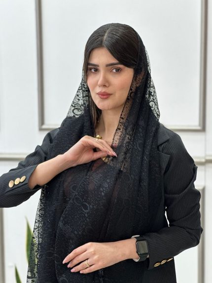 شال توری طرحدار مشکی فرانلند مافیای شال و روسری