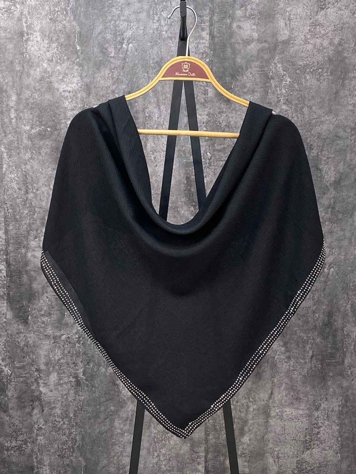 روسری قواره 100 درختی مشکی دور نگینی