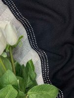 روسری قواره 100 درختی مشکی دور نگینی
