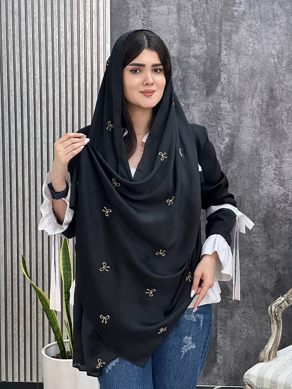 شال پاپیون گلدوزی کریستال رشت فرانلند