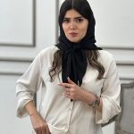 روسری کوپرا مشکی قواره100 دور دوخت شال و روسری فرانلند
