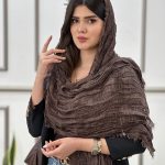 شال حصیری چروک قهوه ای خنک تابستانه مافیای شال و روسری رشت فران لند