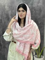 شال نخی پلیسه طرحدار صورتی فرانلند رشت