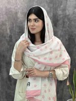 شال نخی پلیسه طرحدار صورتی فرانلند رشت