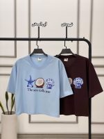 کراپ باکسی دریایی نخ پنبه لباس رشت فرانلند