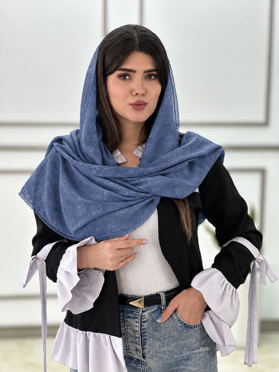 شال حریر وارداتی جیوانجی رنگ پاستیلی مافیای شال و روسری