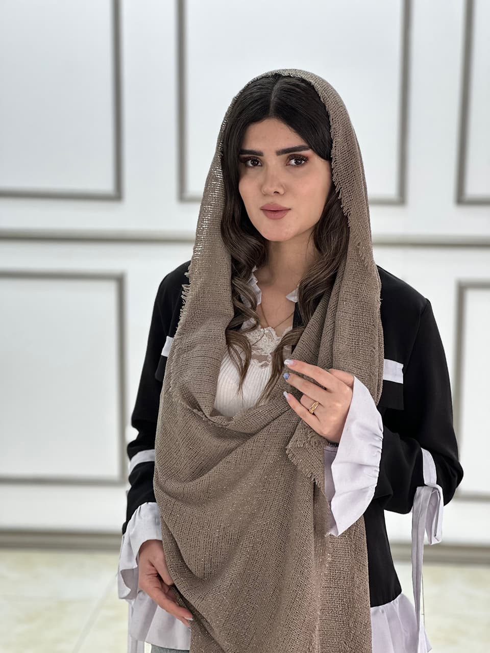 شال حصیری دور ریش لمه دار فران لند رشت