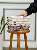 شال پلیسه طرحدار قهوه ای فرانلند رشت مافیای شال و روسری