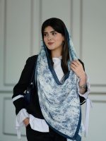 شال پلیسه طرحدار سرمه ای فرانلند رشت مافیای شال و روسری