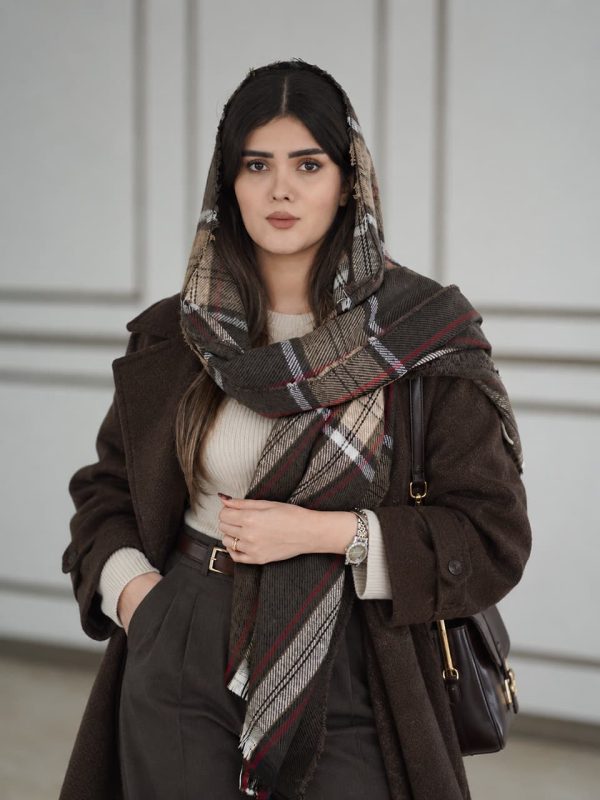 شال موهر پشمی چهارخونه کالکشن زمستونی فرانلند رشت
