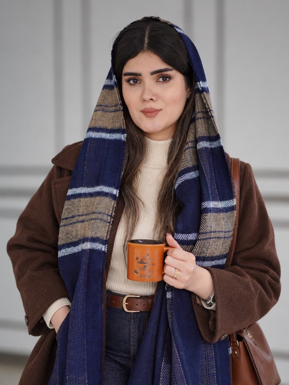 شال موهر پشمی چهارخونه کالکشن زمستونی فرانلند رشت