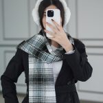 شال موهرپشمی سفید مشکی چهارخونه رشت فرانلند