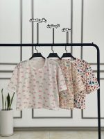 کراپ نخ پنبه طرحدار خرگوشی کرومی عروسکی لباس رشت فرانلند