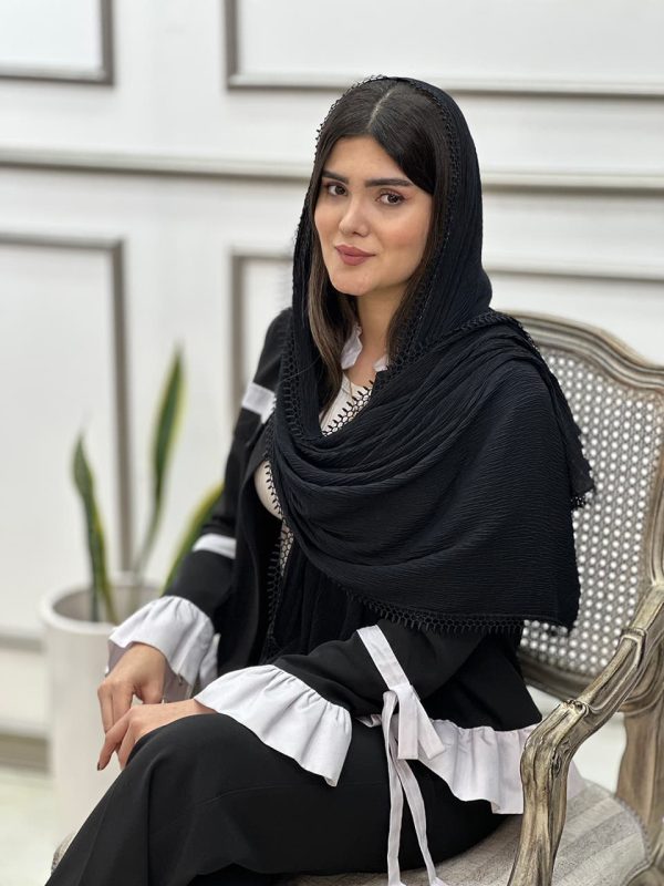شال پلیسه نوار سوزنی مشکی شال و روسری فرانلند